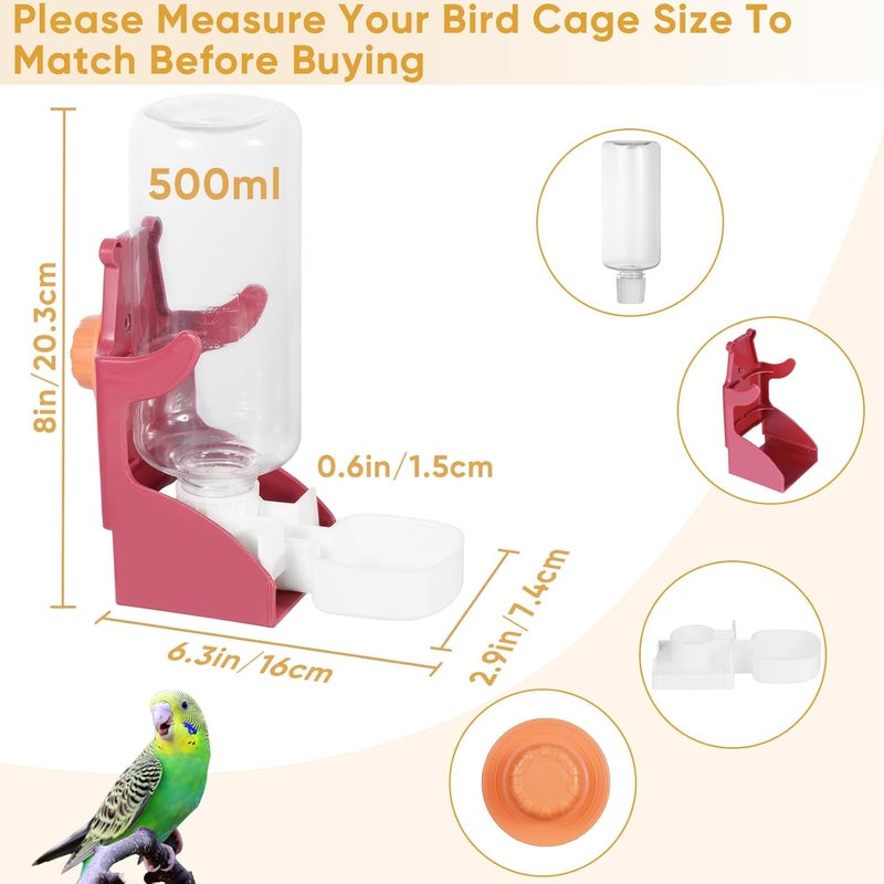 Kenond Bird Water Dispenser, Automatic Bird Feeder for Cage,No Mess Bird Feeder, Parakeet Seed Container Food Feeder Drinker for Cage, Parrot Feeder Cage Accessories，Cockatiel Canary Lovebirds Budgies (Red) - Image 5